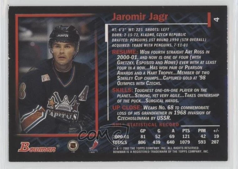 2001-02 Bowman YoungStars Jaromir Jagr #4 - Image 2 of 2