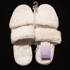 Stars Above Royal Slide 2 Strap Off White Slippers Hard Rubber Soles Women  s 11