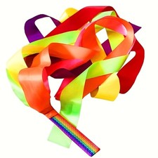 Multi-Color Gymnastics Ribbon with Grip - Durable Polyester Dance Streamer