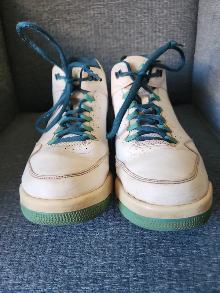 Кроссовки мужские Nike 2014 Air Jordan Flight Origin 2 белые и бирюзовые размер 12 - Изображение 3 из 4