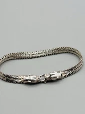 Sterling Silver Panther Head Clasp Chevron Link Bracelet Milor 925 Italy