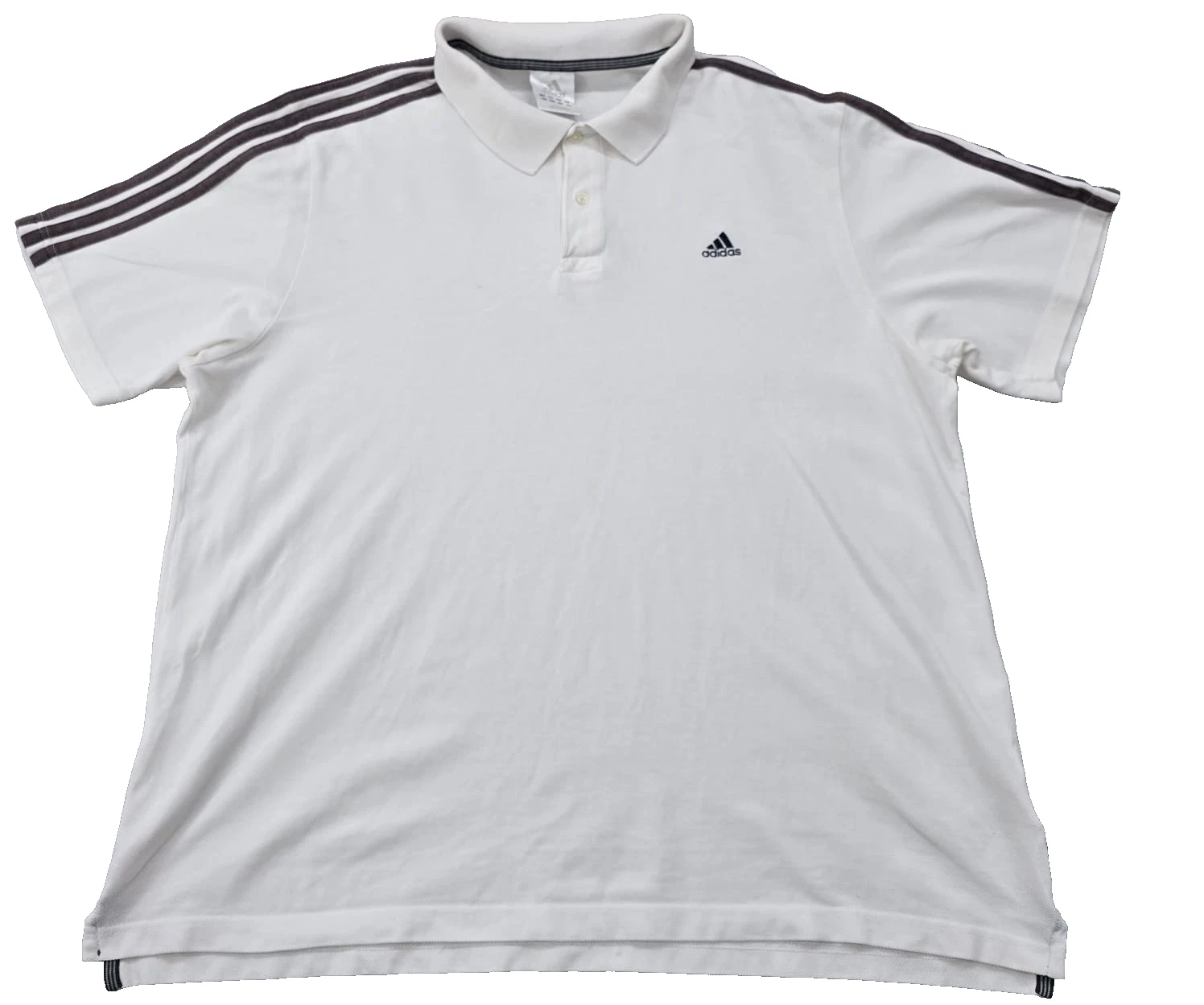Adidas Men's White Stripe Polo Shirt Short Sleeve XL
