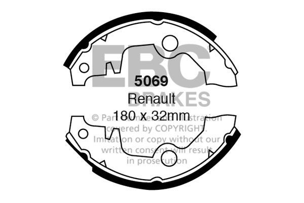 Brake Shoe Set Rear 180mm ⌀ 32mm Thickness Fits Renault 5 6 EBC Brakes 5069