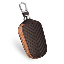 Leather Car Key Fob Cover, Key Case for Keychain Car Key Chain Case Brown