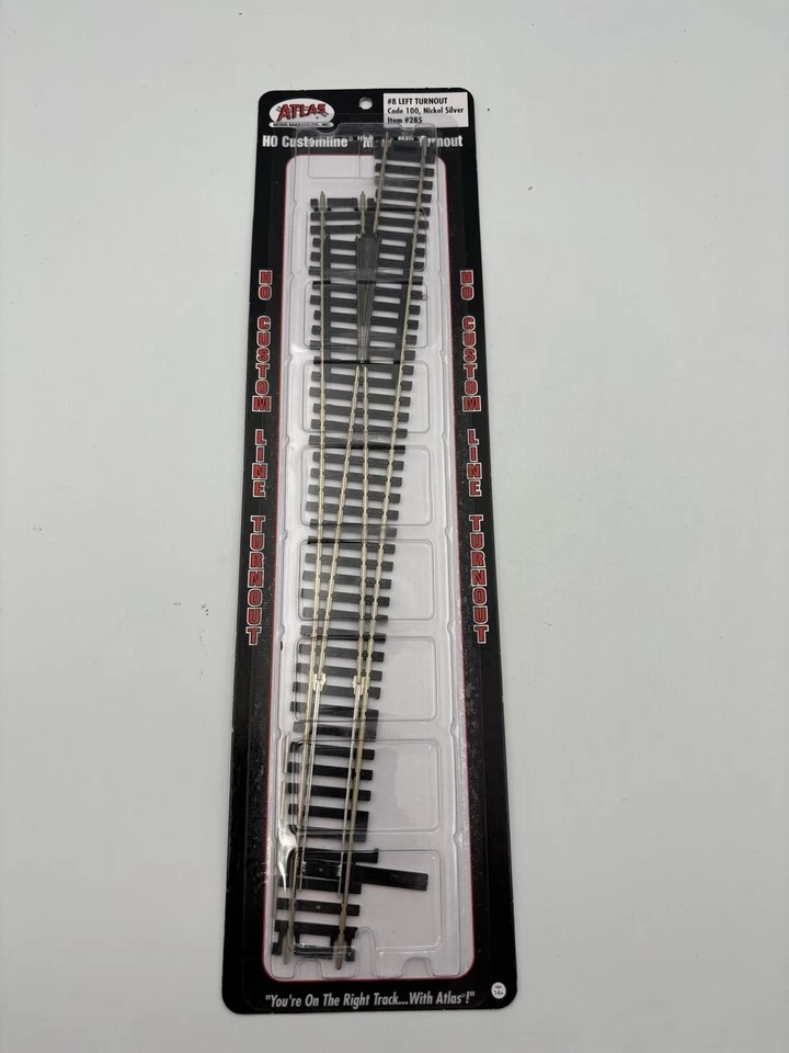 Atlas 285 HO Code 100 Nickel Silver Mark IV #8 Left Hand Switch Turnout  (10) - Image 2 of 2