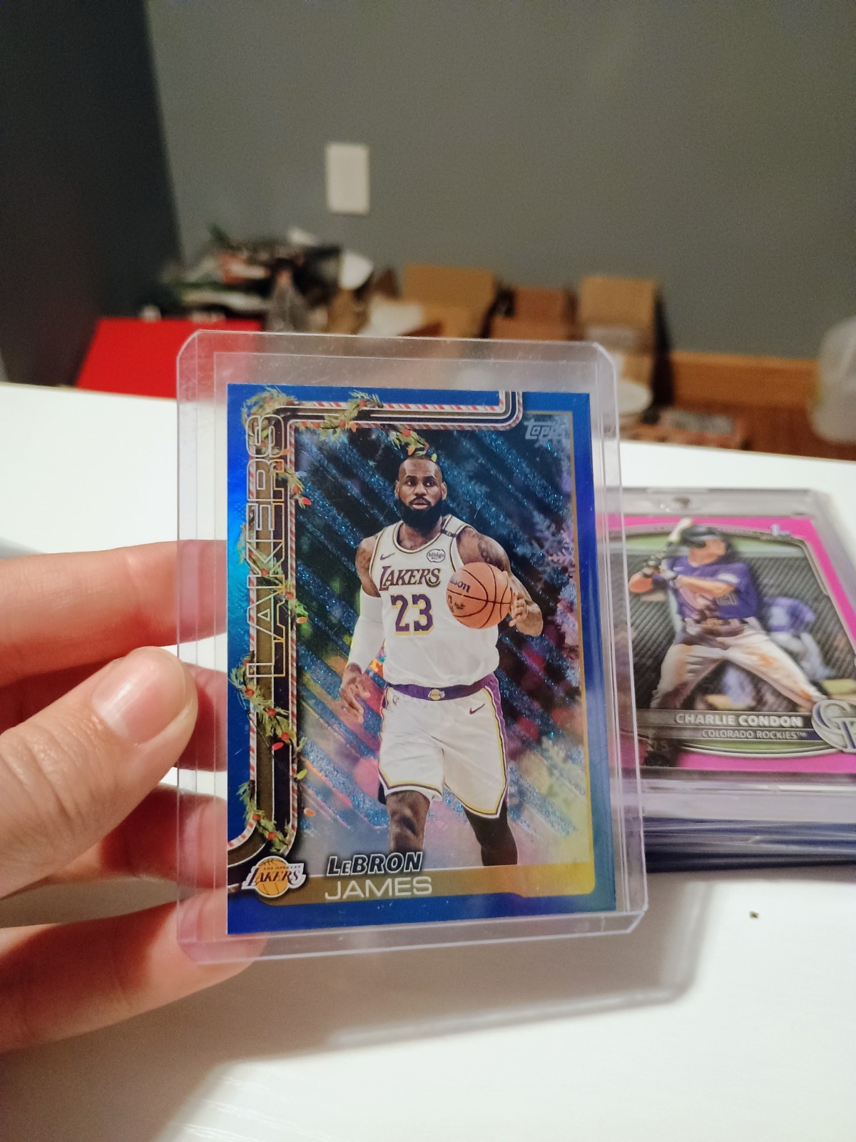2025 Topps Holiday LEBRON JAMES BLUE GLITTER SP #H119 LOS ANGELES LAKERS