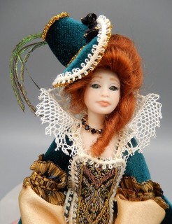 Vtg OOAK Porcelain Elizabethan Countess Woman Doll Dollhouse Miniature 1:12