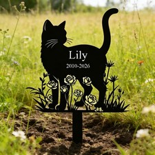 Personalized Cat Grave Marker   Custom Metal Pet Memorial Garden Stake, Cat Loss