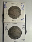1892P and 1915S Barber Half Dollars Good Condition First And Last Year Issues