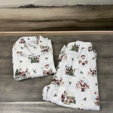 Pottery Barn Kids Holly Jolly Santa Flannel Kid Pajama Set 2-piece Size 4 OB