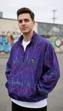One Size Large men Vintage 90  s  Surf Style windbreaker jacket purple USA