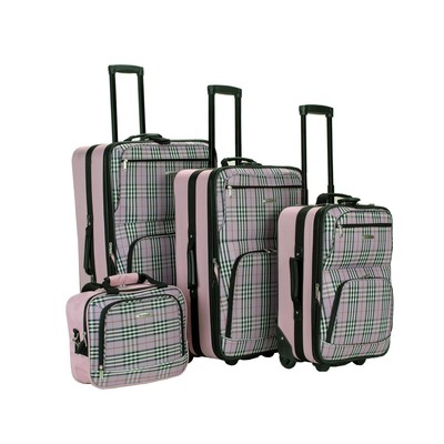 Rockland Luggage 4pc Set Softcase Rolling Nesting Suitcases Pink