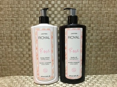 Jafra Royal Rose Rich Body Oil  and body  lotion With Vitamin E 16 Fl Oz ~ NEW