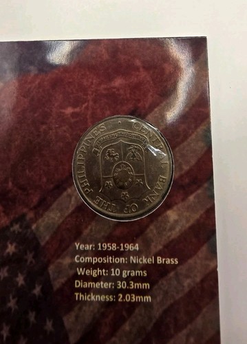 Moneta 50 Centavos 1964 Filippine serie inglese.Emissione blister privato. - Foto 5 di 5