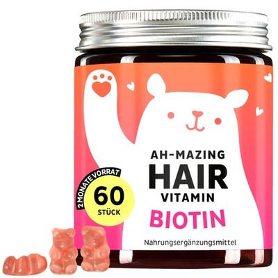 Biotin Gummies Ah-mazing Hair Vitamins für Haare, 60 stück (1er Pack), Rot 