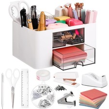 11 Pcs White Office Supplies Set Multi-functional Pen Organizer and Accessori...