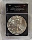 2020 US Silver Eagle $1 Gem Unc Black Bradford Slab