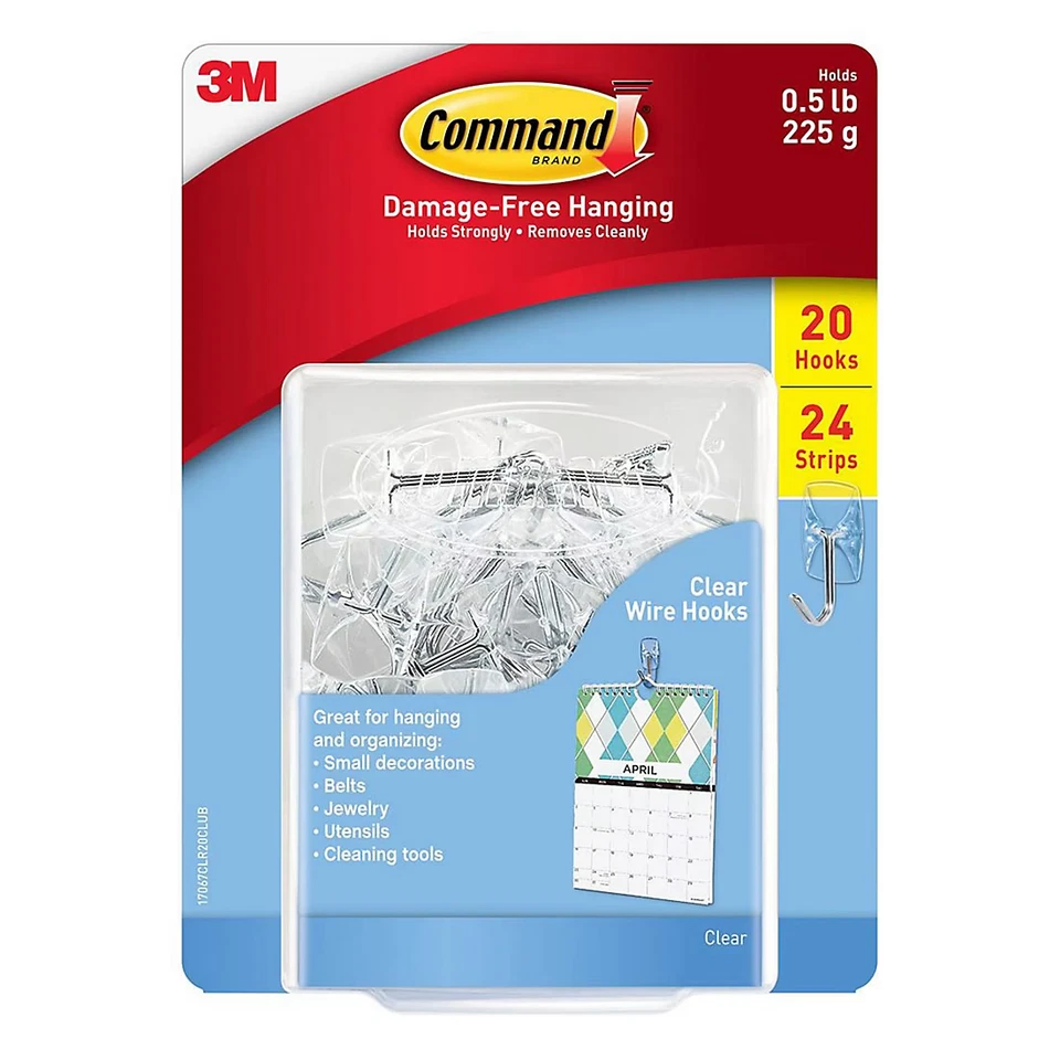 Gancho de alambre transparente pequeño Command con tira transparente 20 ganchos y 24 tiras sin envío aprox. Foto 4 de 4