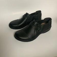 Clarks Womens Cheynmadi Black Leather Ortholite Slip On Casual Loafer Size 6 M