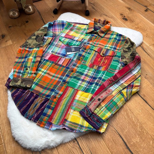 Polo RALPH LAUREN Patchwork Work Shirt Long Sleeve Aztec army Camo Size M L XL - Picture 17 of 24