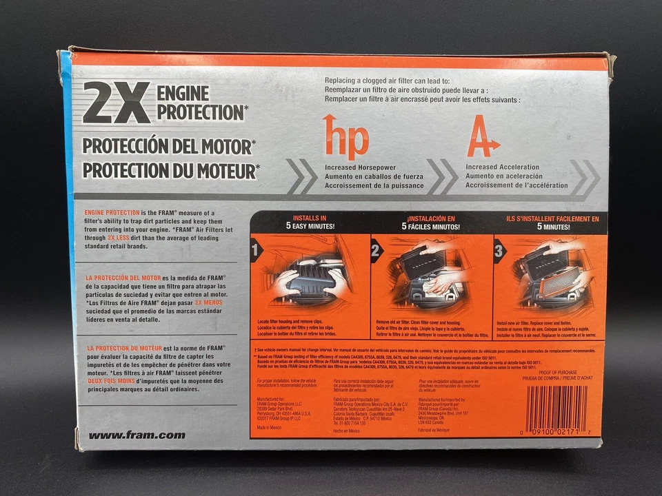 Protector adicional de filtro de aire Fram CA8754 para Select Buick/Chevy/Oldsmobile/Pontiac Foto 2 de 4