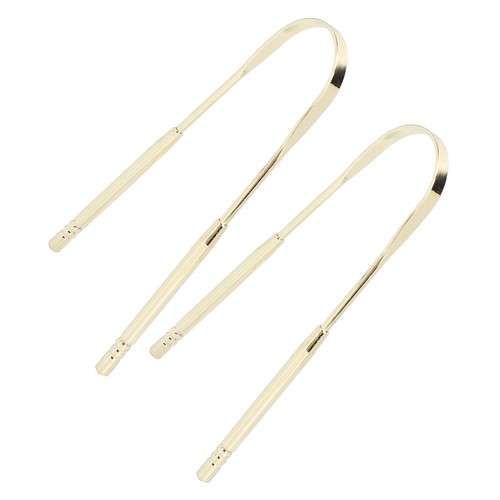 2pcs Tongue Scraper Stainless Steel U Shape Tongue Cleaner for Hygiene Gold