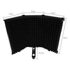 Black Studio Microphone Isolation Shield Acoustic Shield with Mounting Bracket