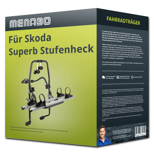 Menabo FahrradträGer Stand Up 2 Schwarz/Silber FüR Skoda Superb Stufenheck I 3U4-image