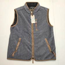 $175 New TRUE GRIT Full Zip Pockets Vest Men's MEDIUM M Gray Polyester FLEECE