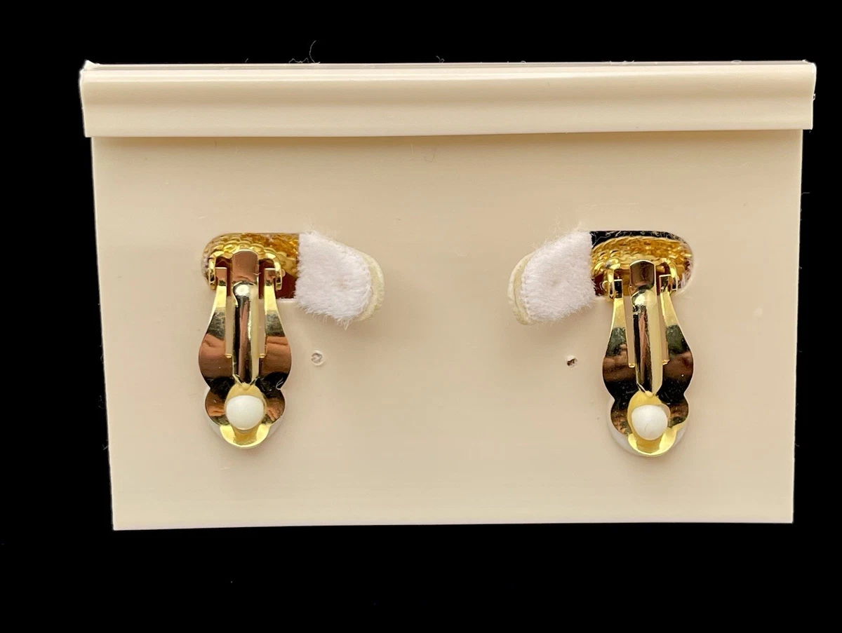 Vintage Saks Fifth Avenue Gold Tone Heavy Knot Clip On Earrings on