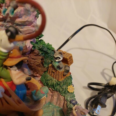 Rare Disney Goofy Fishing with Woodland Friends Fountain Waterfall