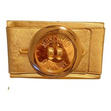 RARE MOSCHINO GOLD BUTTON CLUTCH BAG