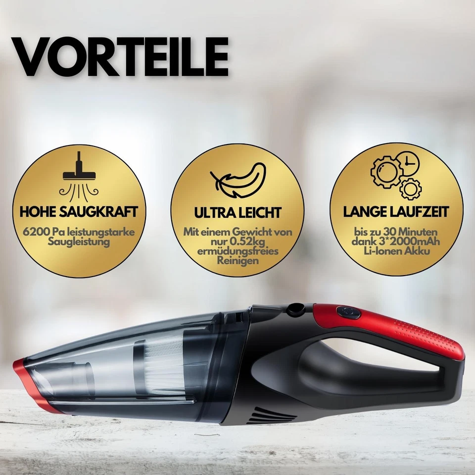 Akku-Handstaubsauge beutellos für Auto Büro Haus Akku Handstaubsauger Kabellos - Bild 2 von 4