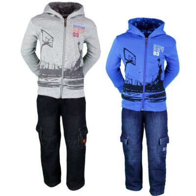 Tom & Jo - Set Kinder Jungen Sweatjacke & Jeanshose Jacke Hose (Gr. 86 -128)