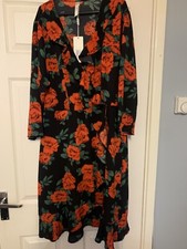 Black Rose Womens Wrap Dress UK 16 NWT