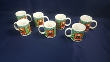 Lot 7 Christmas Stoneware Coffee Mug Test Rite International Wreath Holly Santa