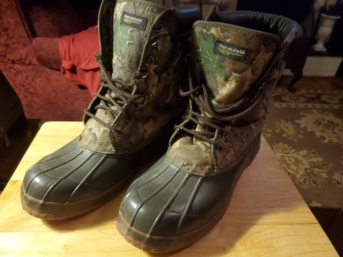 Cabelas Mens Camo Ultra Thinsulate Hunting winter Duck Boots 