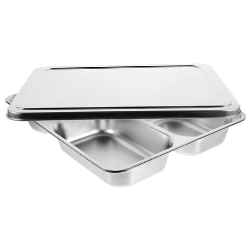 Stainless Steel Dinner Plate Divided Plates for Adults Food Dish Student