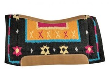 Showman Black, Mustard  Pink Wool Top Saddle Pad