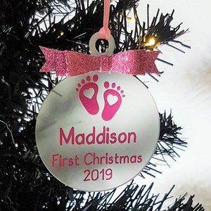 baby girl first christmas bauble