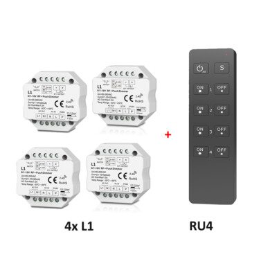 0/1-10V RF LED Dimmer Switch + Wireless 4 zone Dimmable Remote Control f Lamp