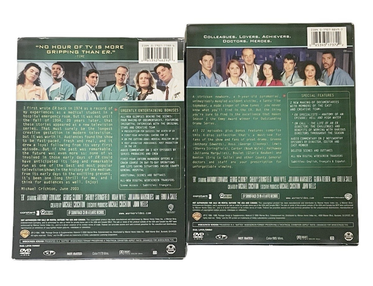ER, TV medical drama series, complete Season 1 & 2 dvd box set | eBay