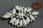 Vtg Fabulous Silver tone White Milk Glass Brooch Pin (A34) — photo 2