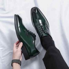 Luxury Men's Dress Shoes Patent Leather Lace Up Flats Wedding Party Footwear