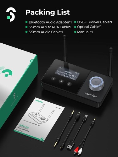 Bluetooth 5.3 Transmitter/Receiver, 3-IN-1, (Optical Aux/Rca), Brand New!