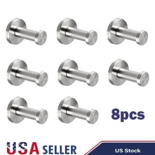 8x Brushed Bathroom Towel Robe Coat Hook Stainless Steel Wall Hooks Door Hanger