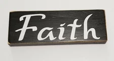 Faith Country Wood Inspirational Farmhouse home Rustic Primitive sign Block