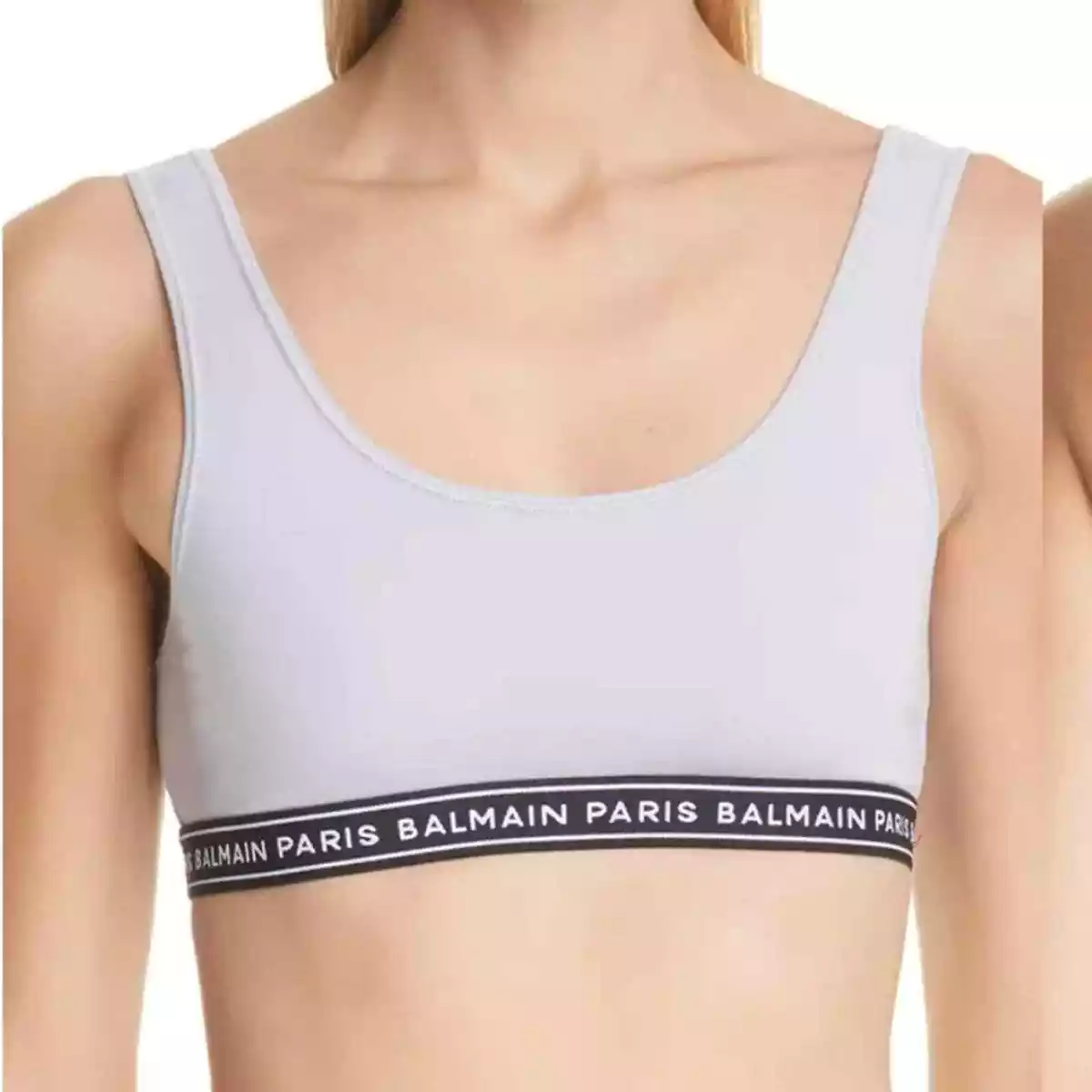 NWT$245 Balmain Logo Elastic Band Jersey Sports Bra Bralette Sz US 2 XXS XS