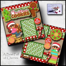 CHRISTMAS COOKIES  2 premade scrapbook pages paper piecing layout CHERRY 0044