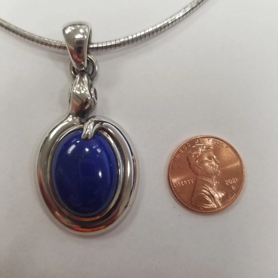 Colgante de serpiente y cadena de serpiente de plata de ley con cordón de guijarros Barry Foto 3 de 4